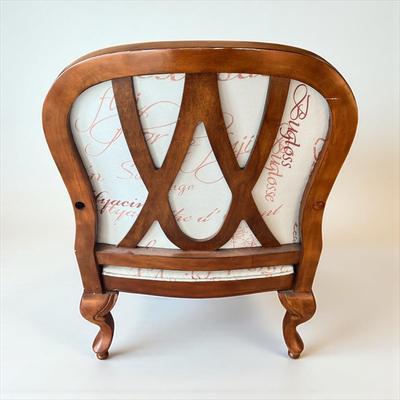 Louis XV Style Bergere Armchair with Cabriole Legs and a Script patterned fabric
