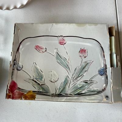 Tivoli Walther Crystal Glass 3D Colored Tulip Serving Tray