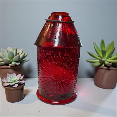 Vintage Viking Glass Paul Revere Glimmer Red Fairy Lamp