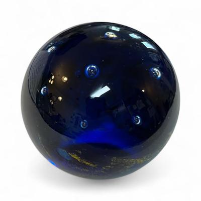 Vintage Crystal Glass Paperweight Dark Blue Sky Starry Night Bubble Paperweight