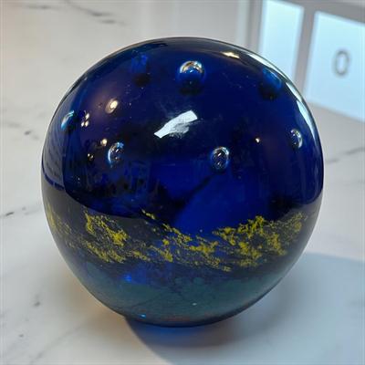 Vintage Crystal Glass Paperweight Dark Blue Sky Starry Night Bubble Paperweight