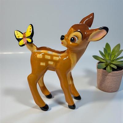 Walt Disney Bambi with a Yellow Butterfly on Its tail Porcelain Figurine