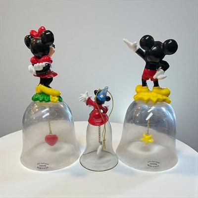 Walt Disney Mickey and Minnie Mouse Crystal Bells Set Of 3