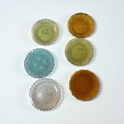 Vintage Imperial Glass Americana Cup Plates Set of 6 in assorted colors