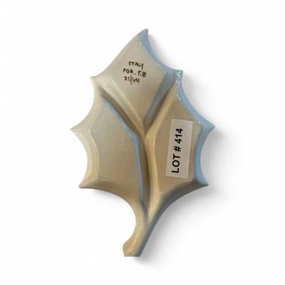 Ceramic Leaf Sectional Dish with Gold Trim