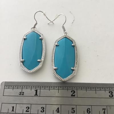 Silver tone light blue fashion earrings