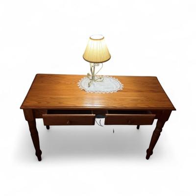 Oak Console Table/Desk With two Drawers