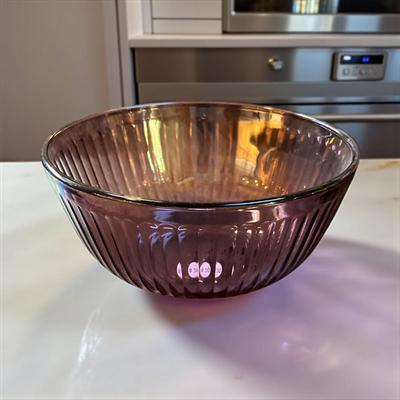 Pyrex 7403 10 Cup Cranberry Sculped Glass Mixing Bowl