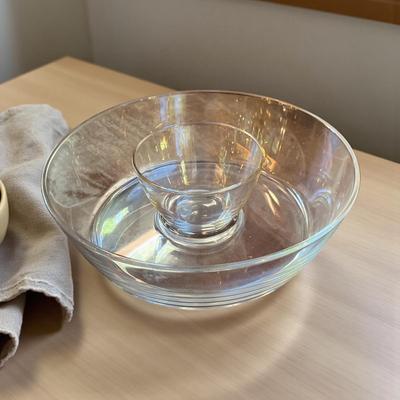 Clear Glass Chip and Dip Serving Set
