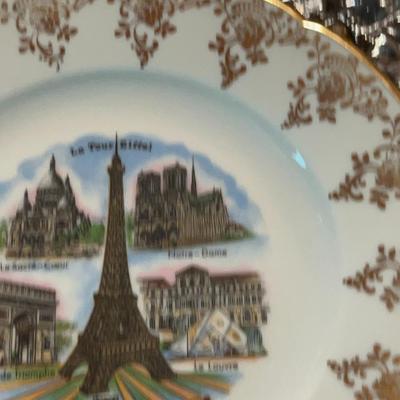 Vintage Porcelain Souvenir Plate from Paris France of the Eiffel Tower