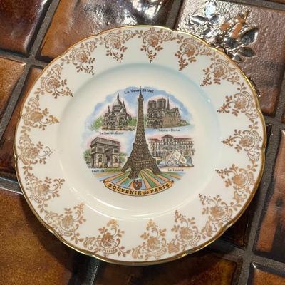 Vintage Porcelain Souvenir Plate from Paris France of the Eiffel Tower