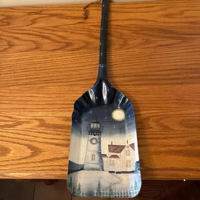 Hand Painted Coal Shovel Wall Art With LIghthouse