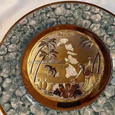 Vintage Chokin Japanese Art Form Souvenir Plate From Hawaii