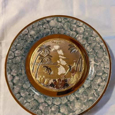 Vintage Chokin Japanese Art Form Souvenir Plate From Hawaii