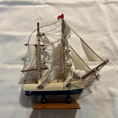 Wooden Model of the Nantucket Sailing Ship With Fabric Sails