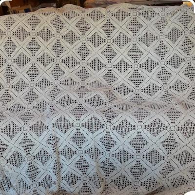 Hand Crocheted Table Cover or Bedspread