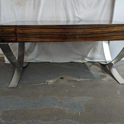 ebonized zebra desk on chrome legs - offsite