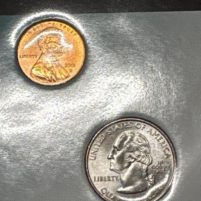Sale Photo Thumbnail #288: Years differ. Penny 2001c, nickel 2002x, dime 2001, quarter 2004c half dollar 1995