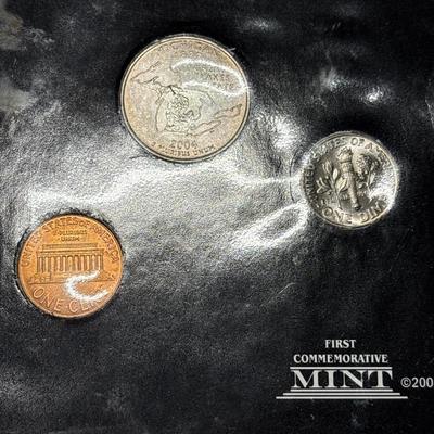 Sale Photo Thumbnail #291: Years differ. Penny 2001c, nickel 2002x, dime 2001, quarter 2004c half dollar 1995