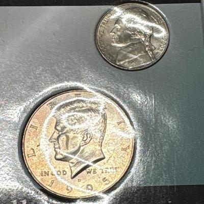 Sale Photo Thumbnail #289: Years differ. Penny 2001c, nickel 2002x, dime 2001, quarter 2004c half dollar 1995