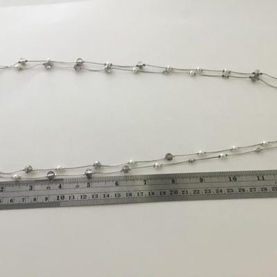 Silver tone unmarked long fashion necklace