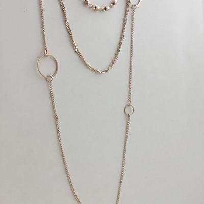 Gold tone 3 layer fashion necklace