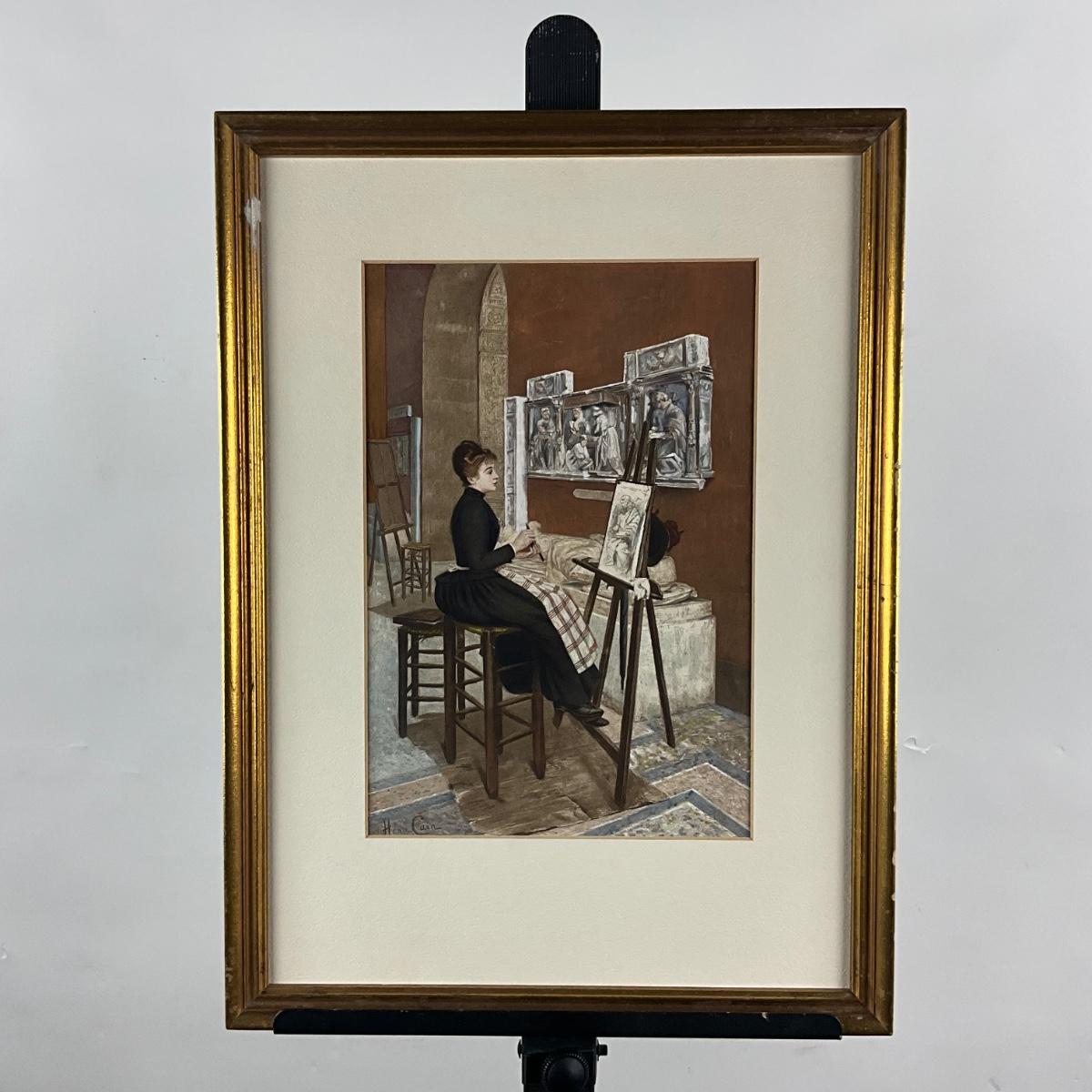 240 Image From The Worlds Fair 1893 Lady Artist Sitting On Stool ...