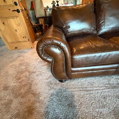 Brown Leather Wrap Around Couch (LR2)