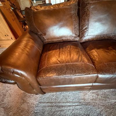 Brown Leather Wrap Around Couch (LR2)