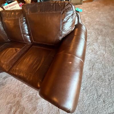Brown Leather Wrap Around Couch (LR2)