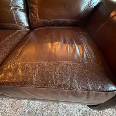 Brown Leather Wrap Around Couch (LR2)