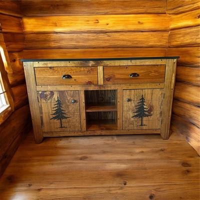 Wooden Pine Tree Console Table