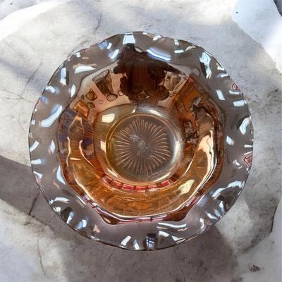 Jeannette Glass Iris & Herringbone Iridescent Bowl Carnival Glass