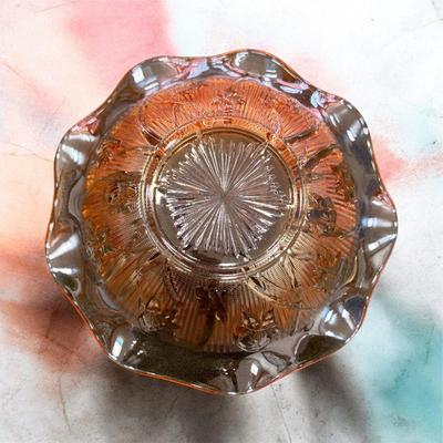 Jeannette Glass Iris & Herringbone Iridescent Bowl Carnival Glass
