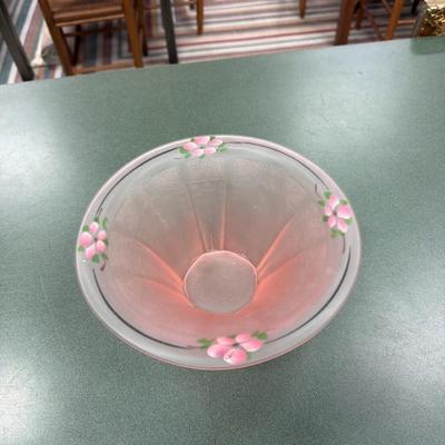 Vintage Anchor Hocking Princess Pattern Pink Satin Depression Glass Hat Bowl