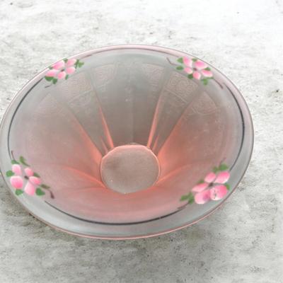 Vintage Anchor Hocking Princess Pattern Pink Satin Depression Glass Hat Bowl