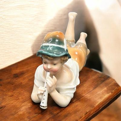 Vintage Karl Ens Germany Bavarian Boy Playing Flute Figurine