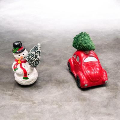 Dept 56 Snow Village Volkswagen and Snowman NO BOXES