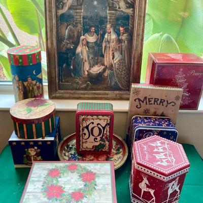 Framed Nativity Scene, Gift Boxes