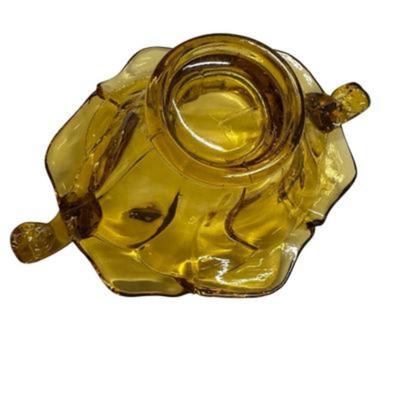 Vintage Viking Glass Amber Double Crimp Folded Low Bowl