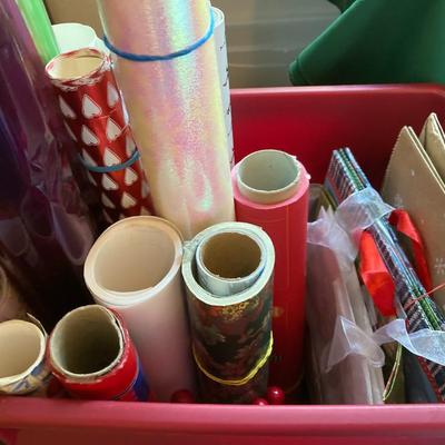 Large tote of Christmas papers