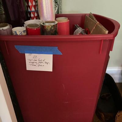 Large tote of Christmas papers