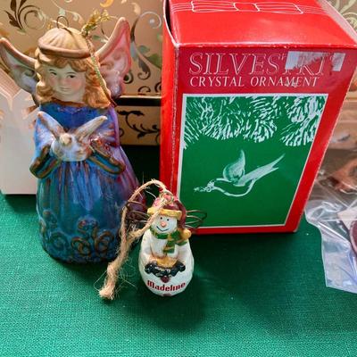 Glass ornaments. Other assorted ornaments and hooks