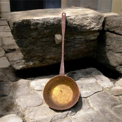 Vintage Wrought Iron and Brass Long Handle Ladle