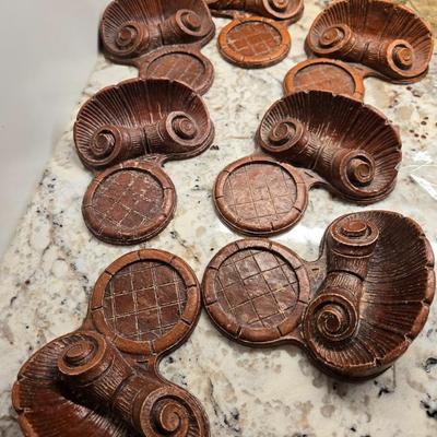 Syroco Wood Vintage Inkwell holders