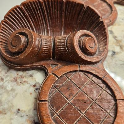Syroco Wood Vintage Inkwell holders