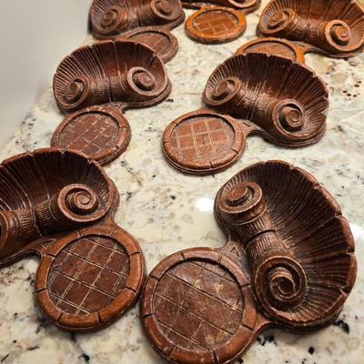 Syroco Wood Vintage Inkwell holders