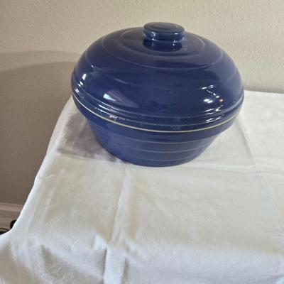 Vintage Cobalt Blue Stoneware Casserole