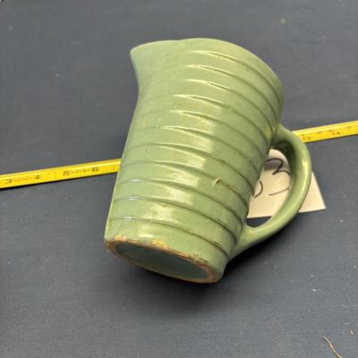 Antique USA Green Ribbed Creamers