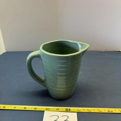 Antique USA Green Ribbed Creamers